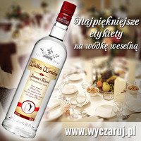 Producent etykiet na butelki weselne Sobieski Etykiety na wódkę weselną Sobieski 500ml