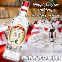 Producent etykiet, neklejek samoprzylepnych na wódkę weselną i dekoracji ślubnych Naklejki na wódkę weselną - etykiety samoprzylepne - Soplica